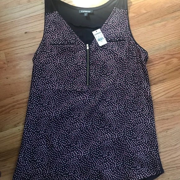 Express Zip Front Dot Blouse - Picture 1 of 4